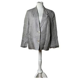 Vintage Dior Leinenblazer Hellgrau Gestreift S Grau