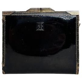 Vintage Givenchy Patent Leather Wallet Black Gold Black