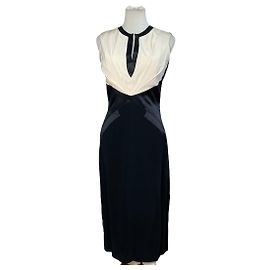 Vintage Givenchy Seidenkleid Schwarz Creme M Schwarz