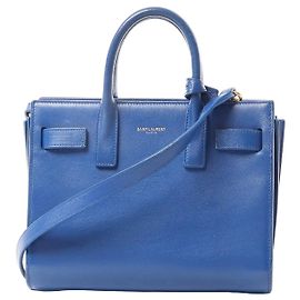 Saint Laurent Paris Sac de Jour Nano Leather 2Way Handbag Blue 340778 Blue