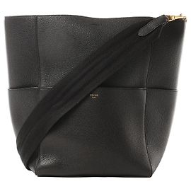 Céline CELINE Seau Sangle Bucket Leather Shoulder Bag en noir Noir