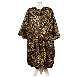 Vintage Givenchy Silk Blend Leopard Print Coat Yellow Brown L Yellow