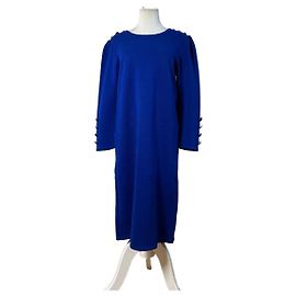Vintage Yves Saint Laurent Wollmischgewebe Kleid Hellblau M Blau