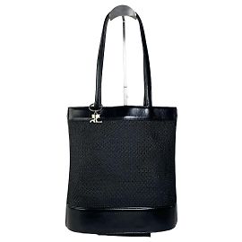 Tote in mesh e pelle vintage Courreges nero argento Nero