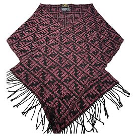 Sciarpa Vintage Fendi FF Monogram Nero Rosa Nero