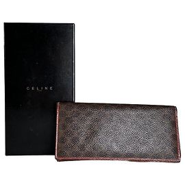 Céline Vintage Celine Macadam Monogram Leather Zip Wallet Brown Tan Brown
