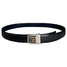 Vintage Dior Monogramm Logo Ledergürtel Schwarz Silber Schwarz