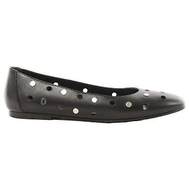 Hermès Serie Button Punching Sack Leather Ballet Flats un Black, Size 39 EU Black