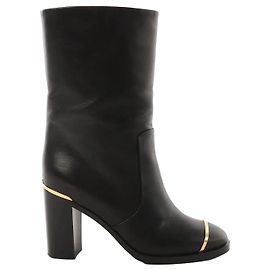 Bottines Chanel Coco Mark en cuir noir x or G28737, Taille 37C EU Noir