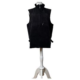Vintage Burberry Men's Suede Vest Black Check Lining M Black