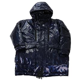 DSQUARED2 Glossy Navy Puffer Jacket, Size 48 Navy blue
