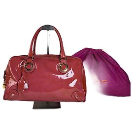 Vintage Etro Patent Leather Handbag Pink Gold Pink