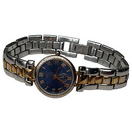 Orologio da polso vintage Givenchy in acciaio inossidabile blu e oro Blu