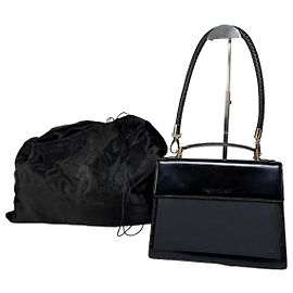 Vintage Yves Saint Laurent Lederhandtasche Schwarz Gold Schwarz