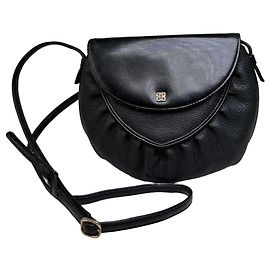 Borsa a tracolla vintage Givenchy in pelle texturizzata nera e oro Nero