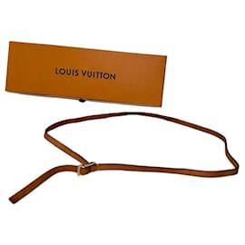 Cinturón de cuero vintage Louis Vuitton con logotipo Tan Gold Camello