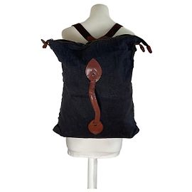 Vintage Issey Miyake Canvas Backpack Navy Brown Navy blue