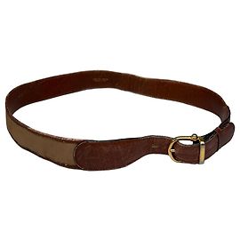 Céline Cinto de couro vintage Celine fivela dourada marrom bege Marrom
