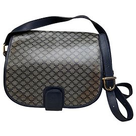 Céline Vintage Celine C Monogram Canvas Shoulder Bag Navy Beige Navy blue
