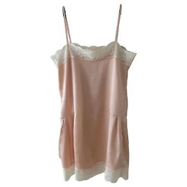 Maison Martin Margiela Maison Margiela Vestido slip de seda e renda rosa Rosa Branco