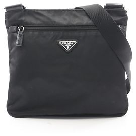 Bolsa de Ombro Prada TESSUTO + SAFFIANO Preto