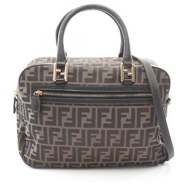 Bolsa 2-Way Fendi Zucca Marrom Preto