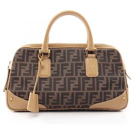 Borsa Fendi Zucca nera e beige in pelle e tela Nero Beige