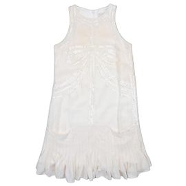 Roberto Cavalli 2000s Sequin Bow Midi Dress White