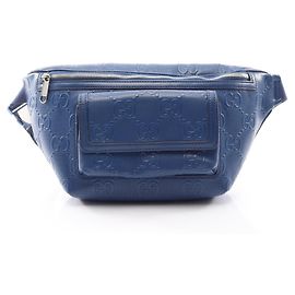 Sac banane Gucci GG gaufré Bleu