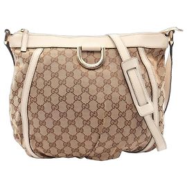Bolsa de ombro Gucci Abbey em lona GG Branco Bege