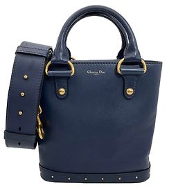 Borsa a secchiello Christian Dior in pelle blu navy Blu navy