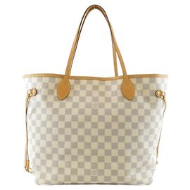 Louis Vuitton Damier Azur Neverfull MM Handbag Blue