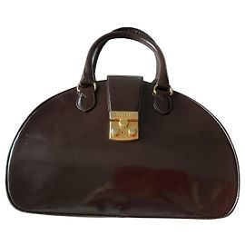Moschino Brown Patent Leather Handbag Brown