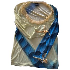 Just Cavalli Silk Blend Long Sleeve Top Blue Green Yellow
