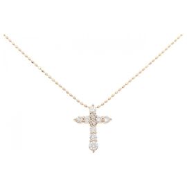 Autre Marque Colar Cross Diamond em Au750 Rosa