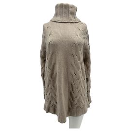 Autre Marque VARANA Strickpullover beige mit Zopfmuster aus Kaschmir Beige