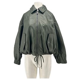 Whistles Khakifarbene Kunstlederjacke Schwarz