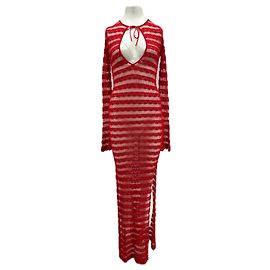 Autre Marque Robe longue en dentelle Rouge