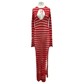 Autre Marque Langes Spitzenkleid Rot