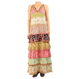 Alice + Olivia Mehrfarbiges Blumenmuster-Stufenkleid - Größe S Mehrfarben
