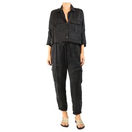 Autre Marque Set con camicia e pantalone in misto modal nero lavato - taglia L Nero