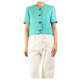 Dior Green cropped wool-blend jacket - size UK 10 Green