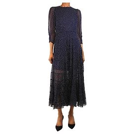 Autre Marque Robe bleu marine à pois - taille XXS Bleu