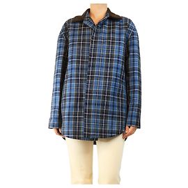 Loewe Blue oversized check shacket - size UK 10 Blue