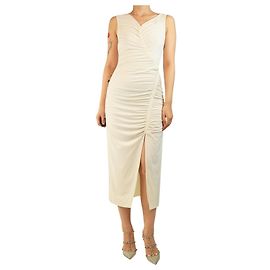 Self portrait Cream sleeveless ruched mini dress - size UK 8 Cream