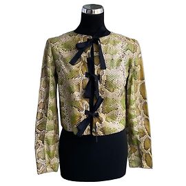 Prada Giacca Moto Pitone Birmano SS09 Verde Stampa python Giallo