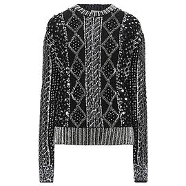 Saint Laurent Paris Wollpullover mit Kristallbesatz Schwarz