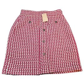 Maje Falda Mini de Tweed Fucsia Negro Rosa Blanco