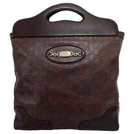 Bolso Tote de cuero marrón Gucci Castaño