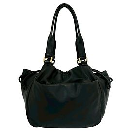 Loewe Anagram Logo Leather Drawstring Bag Black